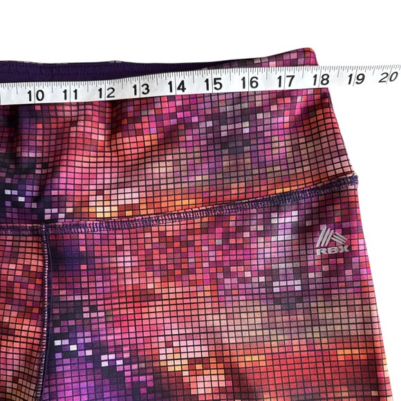RBX Live Life Active Women's XL Purple Abstract Pixelated Leggings Waist Pocket - Picture 8 of 8